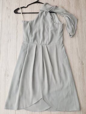 EDIT by White Closet One Shoulder Sage Green Midi Dress Size 12
